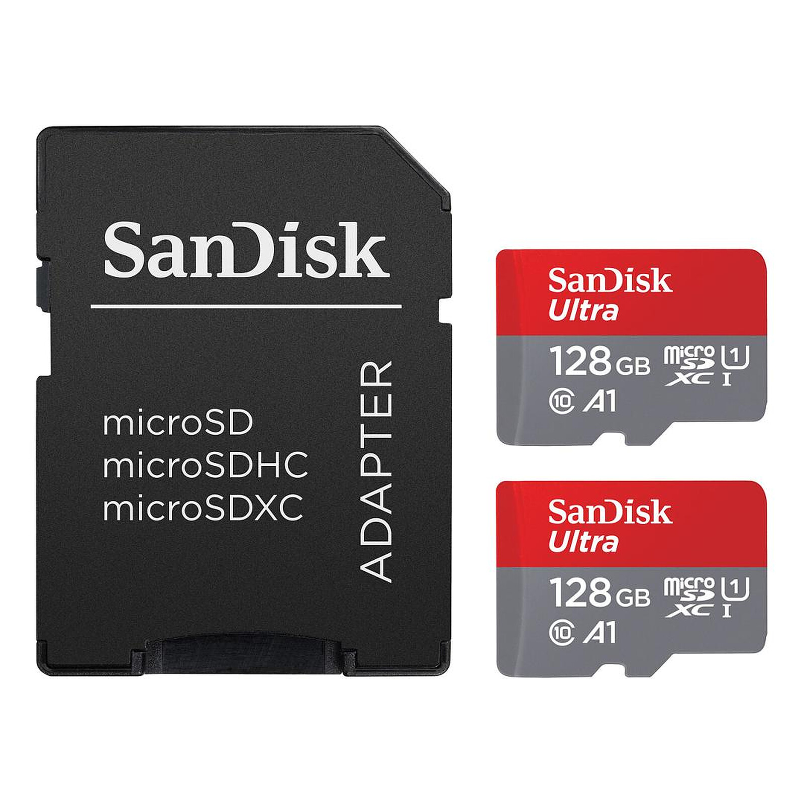 Carte micro SD SanDisk Ultra microSD UHS-I U1 128 Go 140 Mo/s (x2) + Adaptateur SD - Autre vue