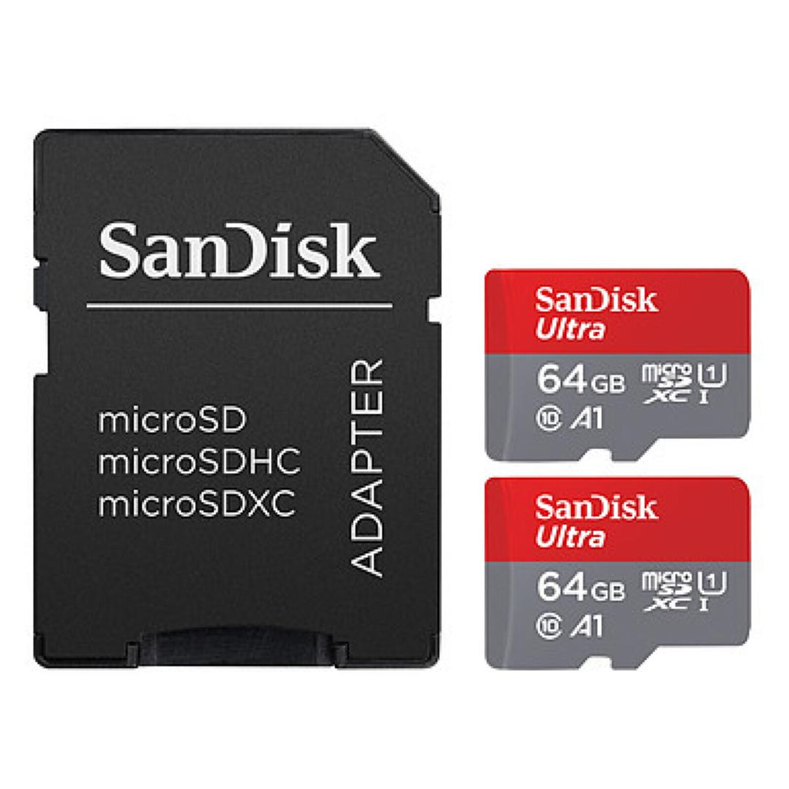 Carte micro SD SanDisk Ultra microSD UHS-I U1 64 Go 140 Mo/s (x2) + Adaptateur SD - Autre vue