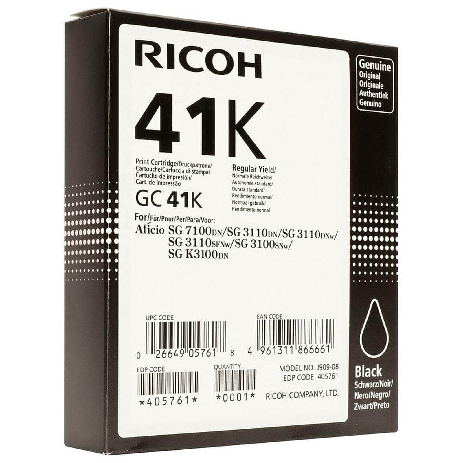 Cartouche d'encre Ricoh GC41 - Noir - Autre vue
