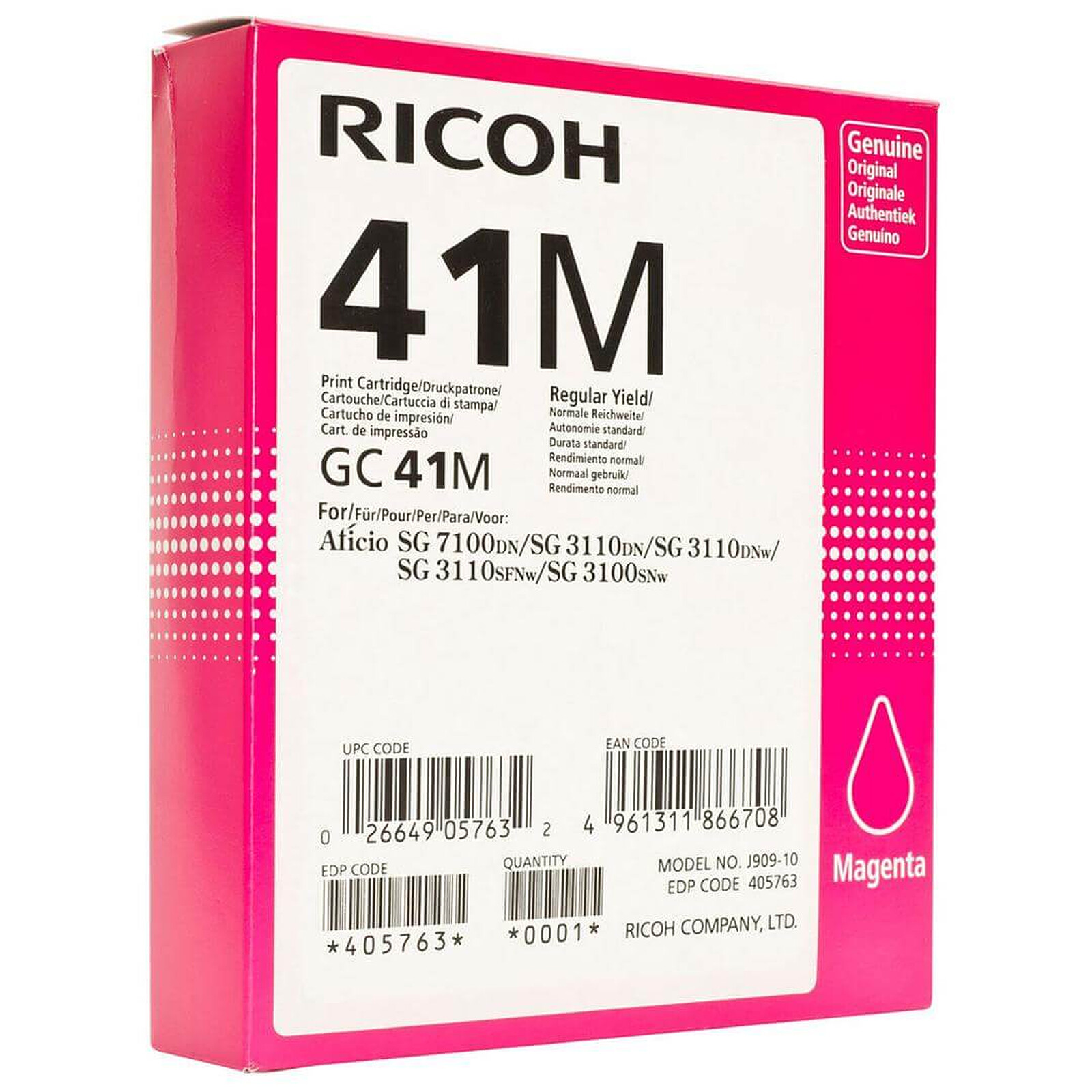 Cartouche d'encre Ricoh GC41 - Magenta - Autre vue