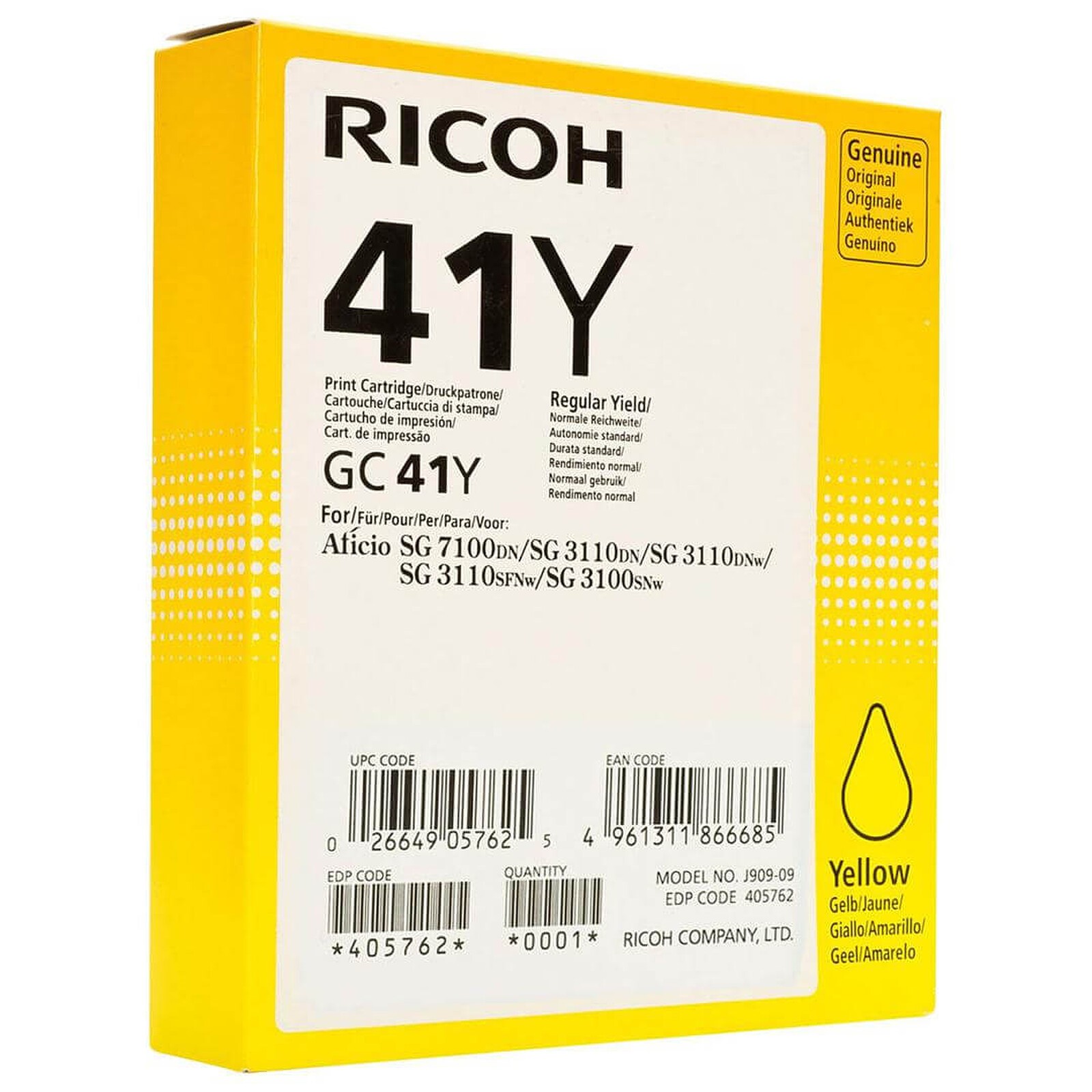 Cartouche d'encre Ricoh GC41 - Jaune - Autre vue