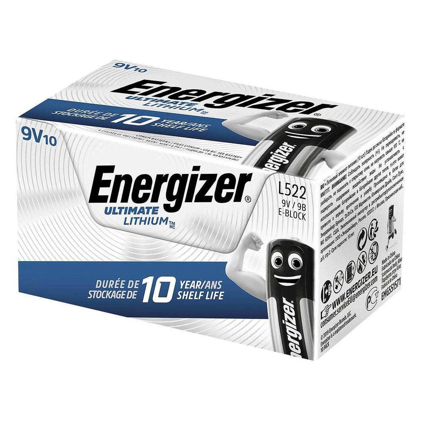 Pile et chargeur Energizer Lithium 9V (par 10) - Autre vue