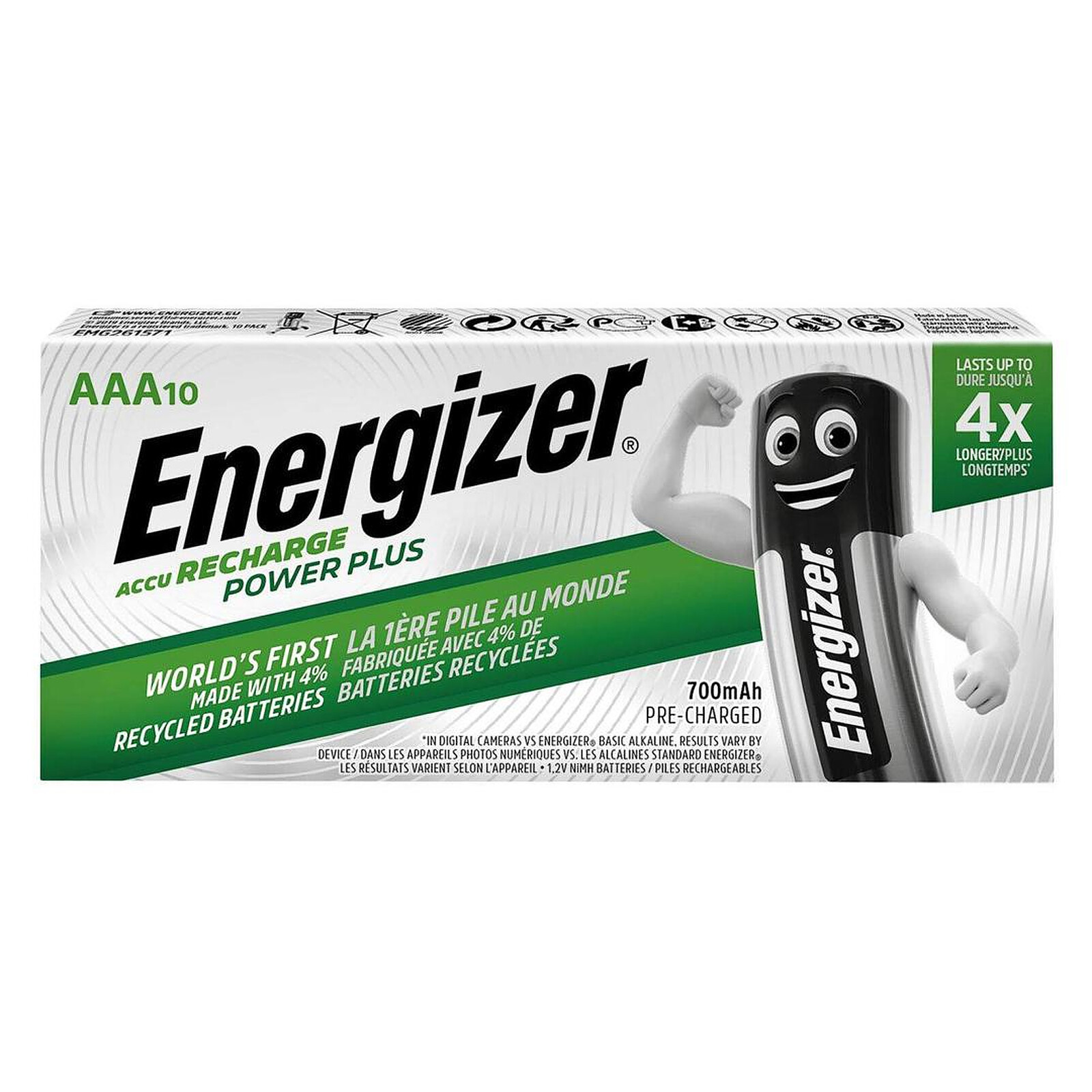 Pile et chargeur Energizer Recharge Power Plus AA 700 mAh (par 10) - Autre vue