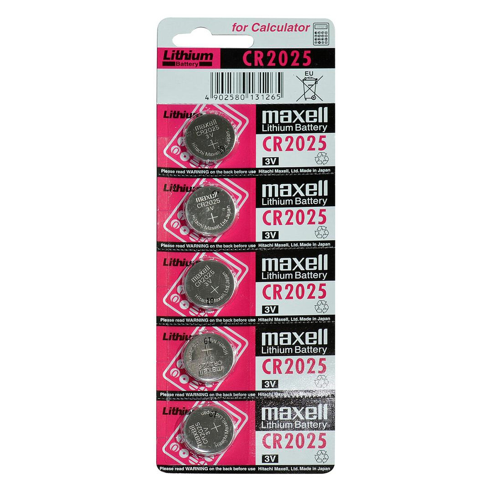 Pile et chargeur Maxell CR2025 Lithium 3V (par 5) - Autre vue