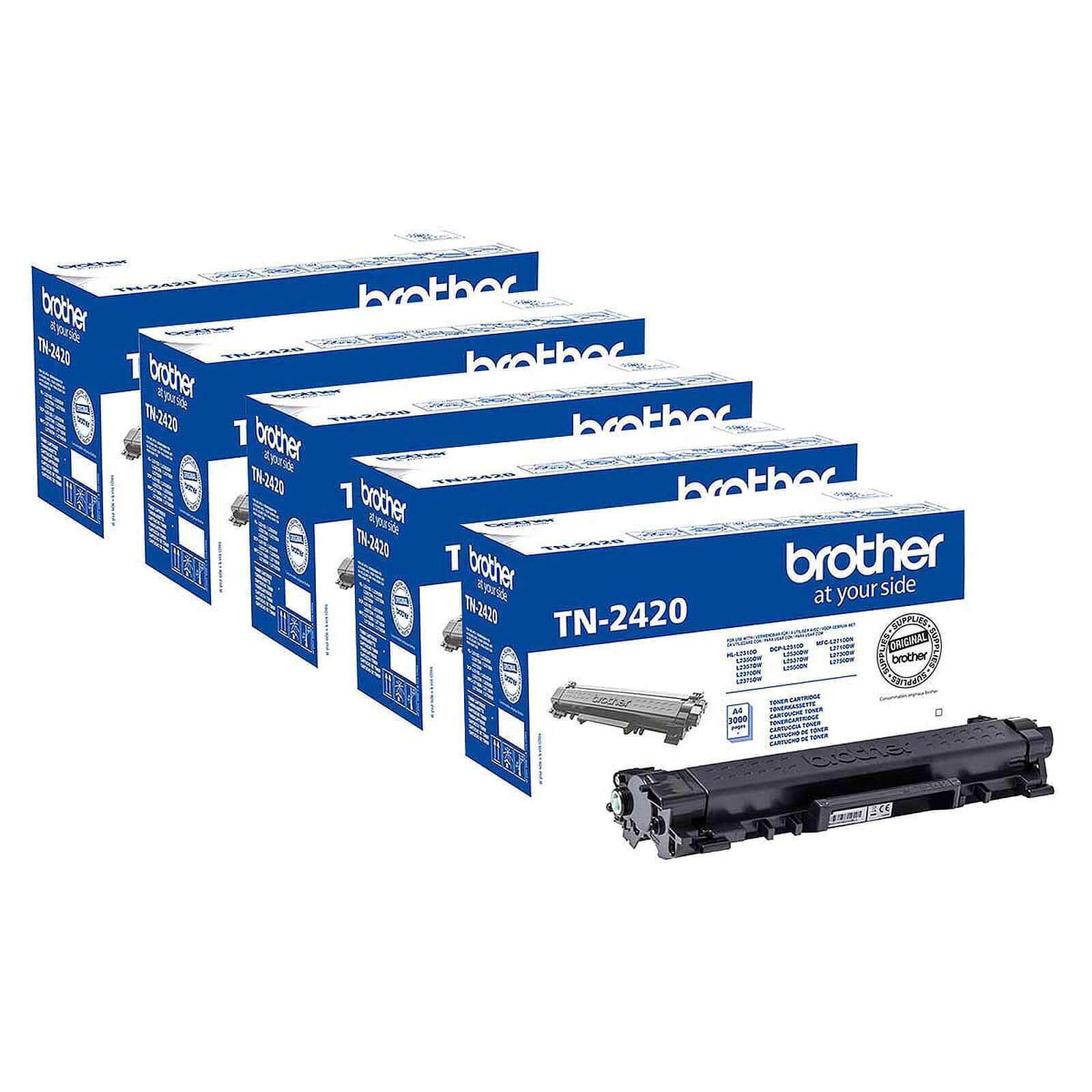 Toner Brother TN-2420 - Noir Pack x5 - Autre vue