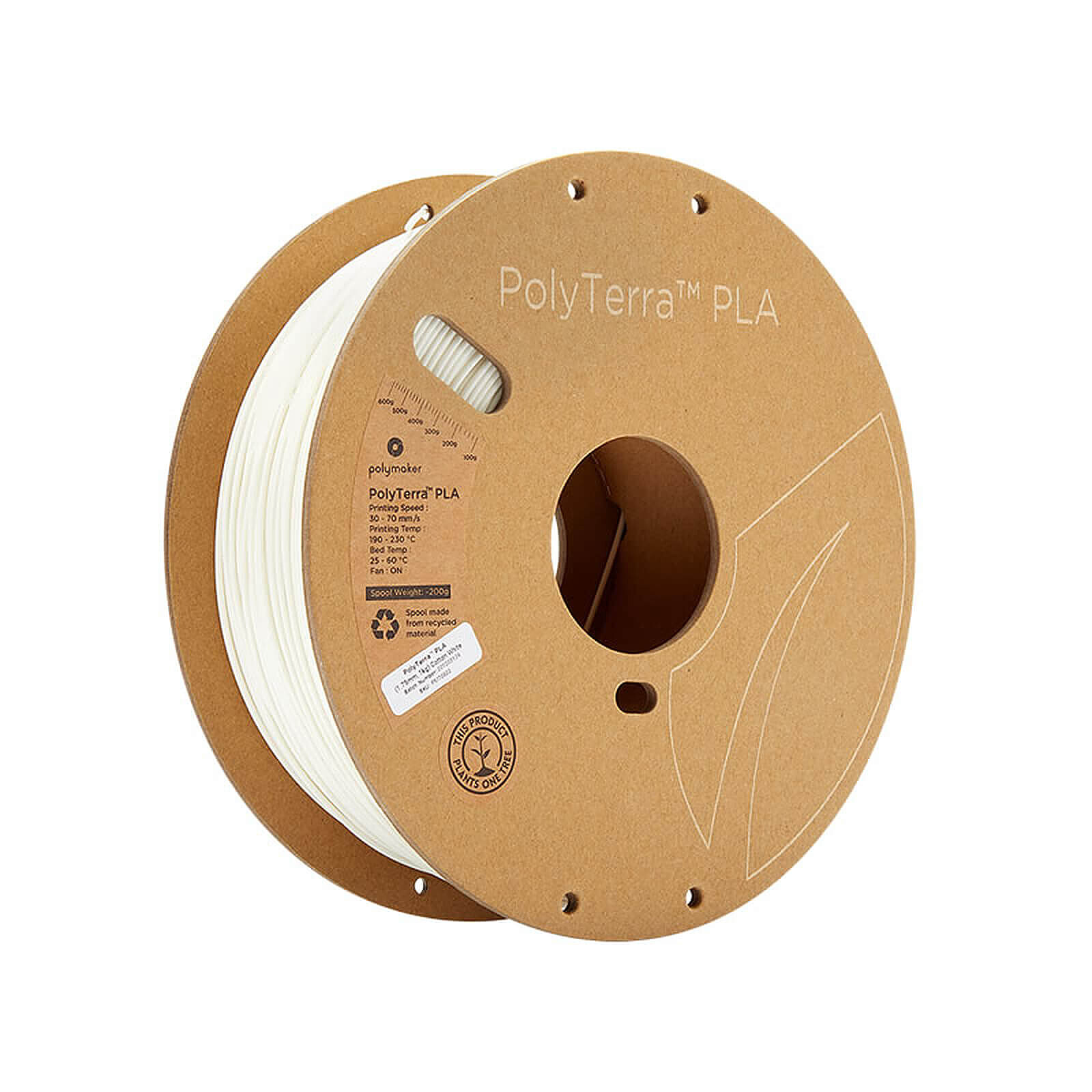 Filament 3D PolyTerra PLA - Blanc Coton 1.75 mm - Autre vue