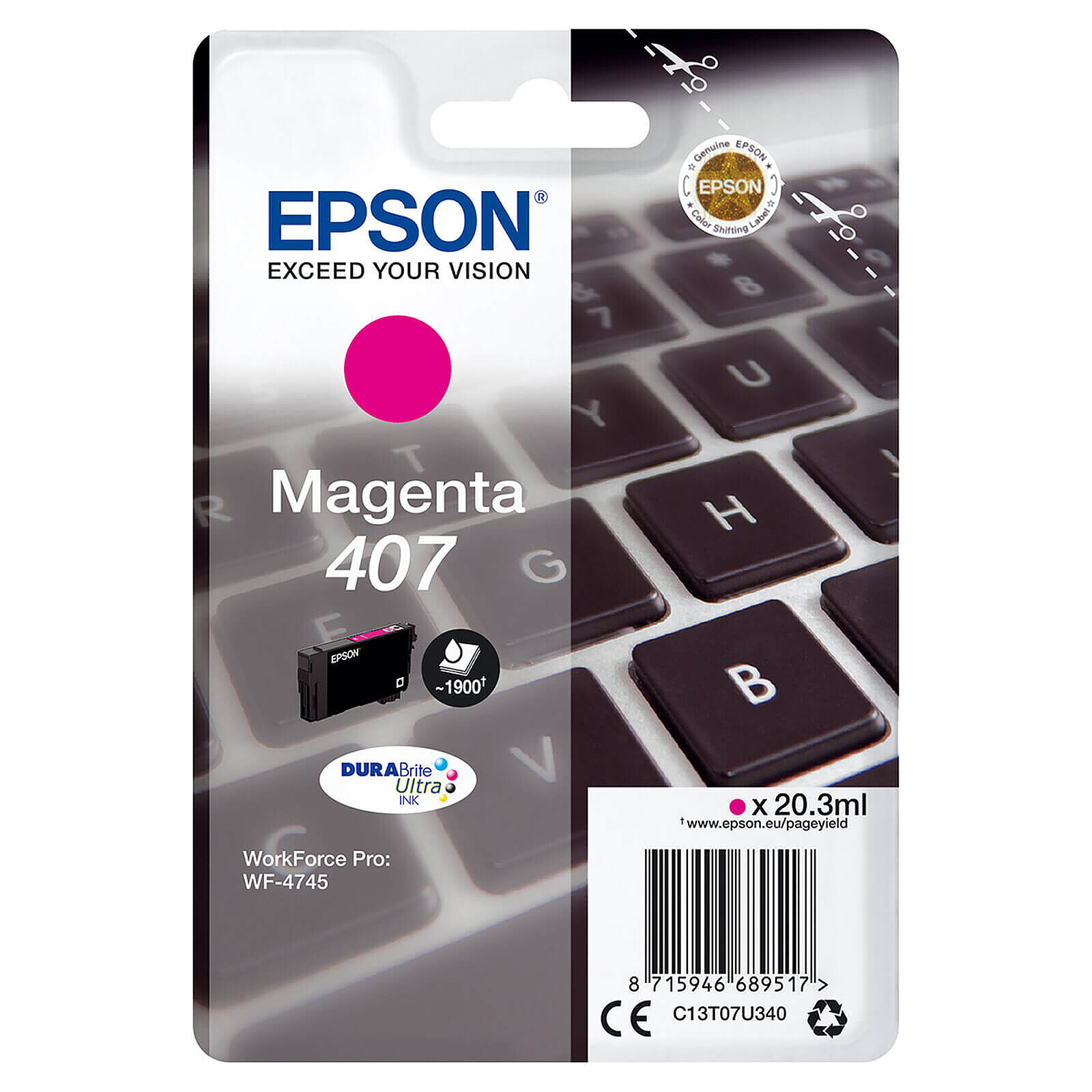 Cartouche d'encre Epson Clavier 407 - Magenta - Autre vue