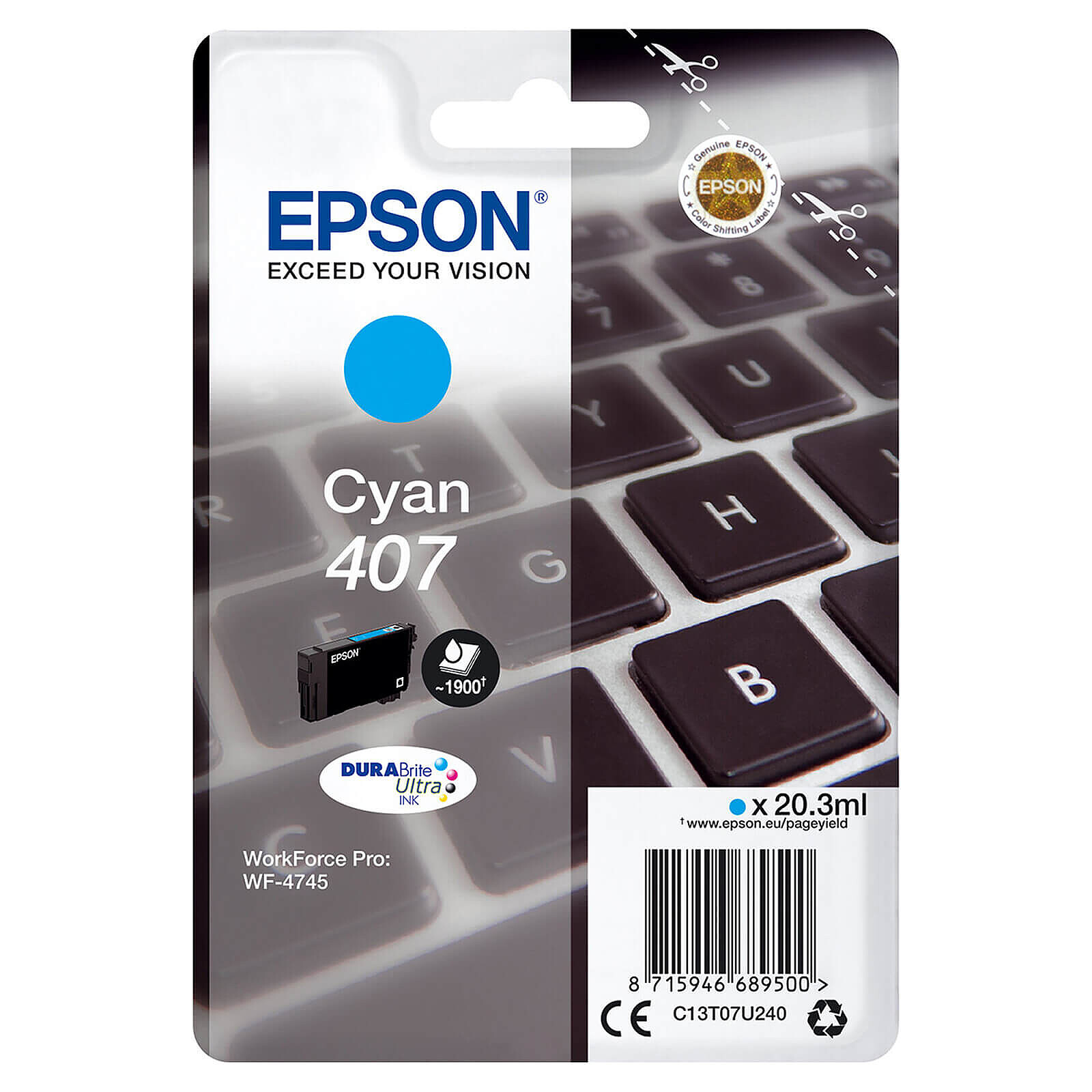 Cartouche d'encre Epson Clavier 407 - Cyan - Autre vue