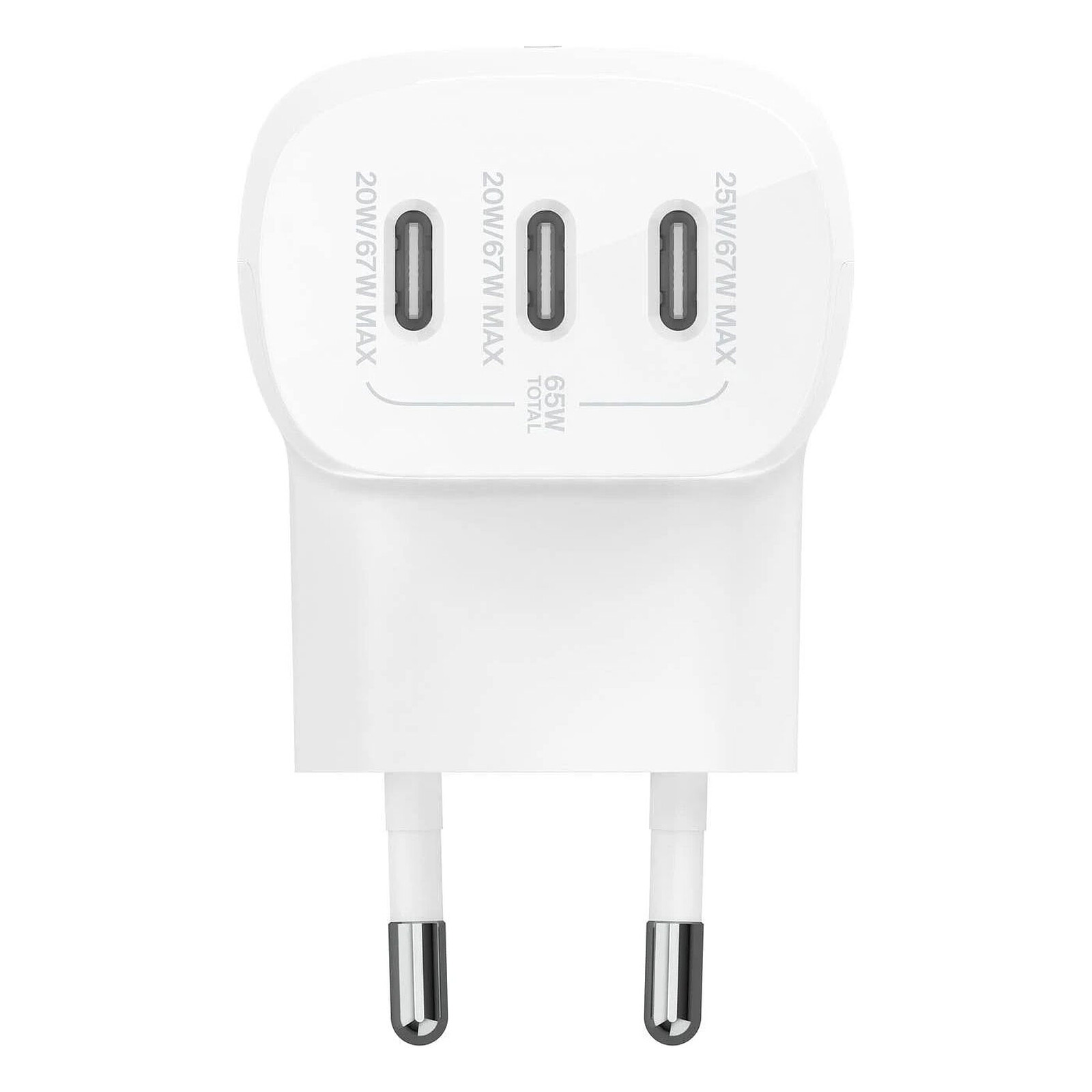 Chargeur Belkin Chargeur Secteur 3 Ports USB-C 67W (Blanc) - Autre vue