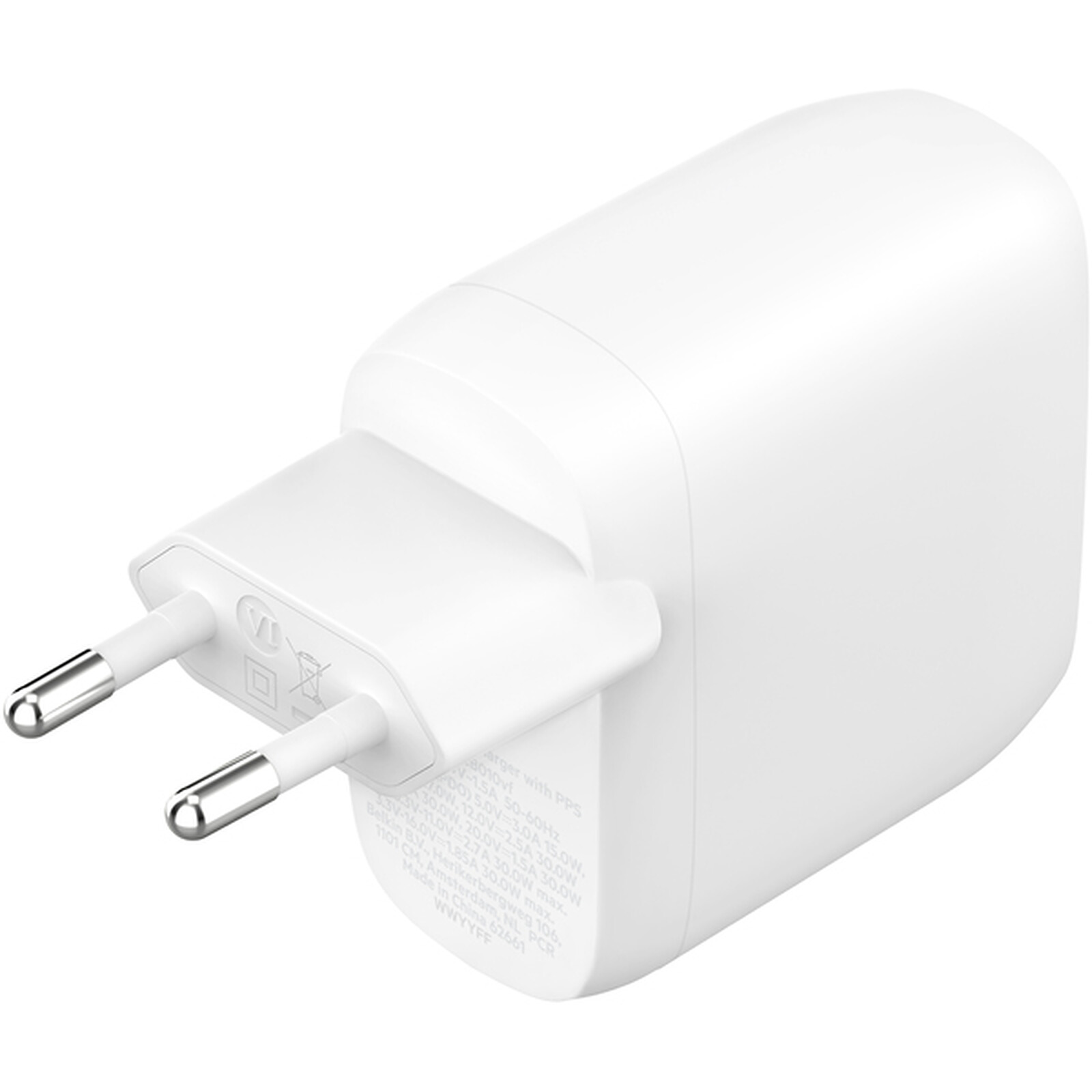 Chargeur Belkin Chargeur secteur 2 ports USB-C 60 W (2 x 30 W) - Blanc - Autre vue