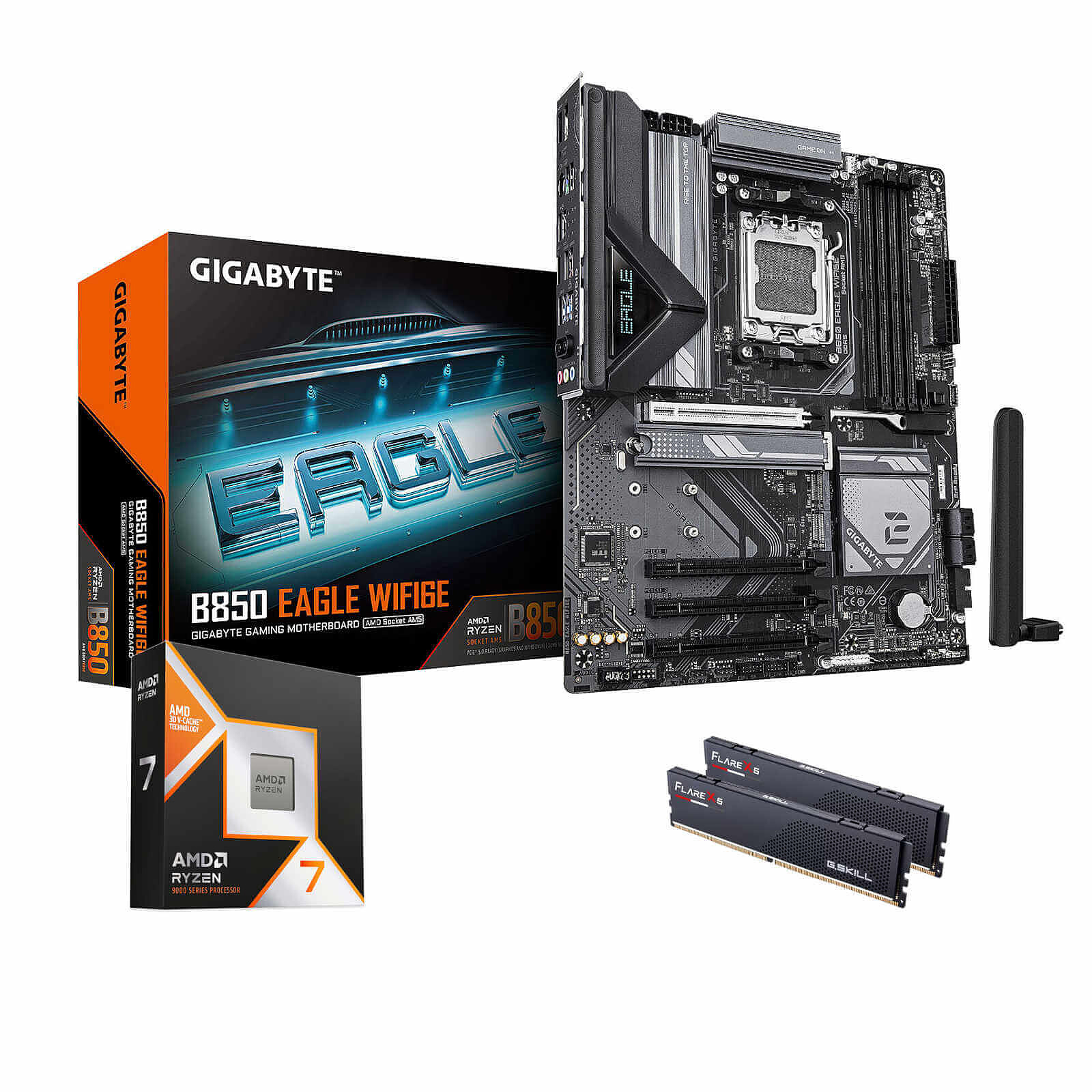 Kit upgrade PC AMD Ryzen 7 9800X3D + Gigabyte B850 + 32 Go - Autre vue