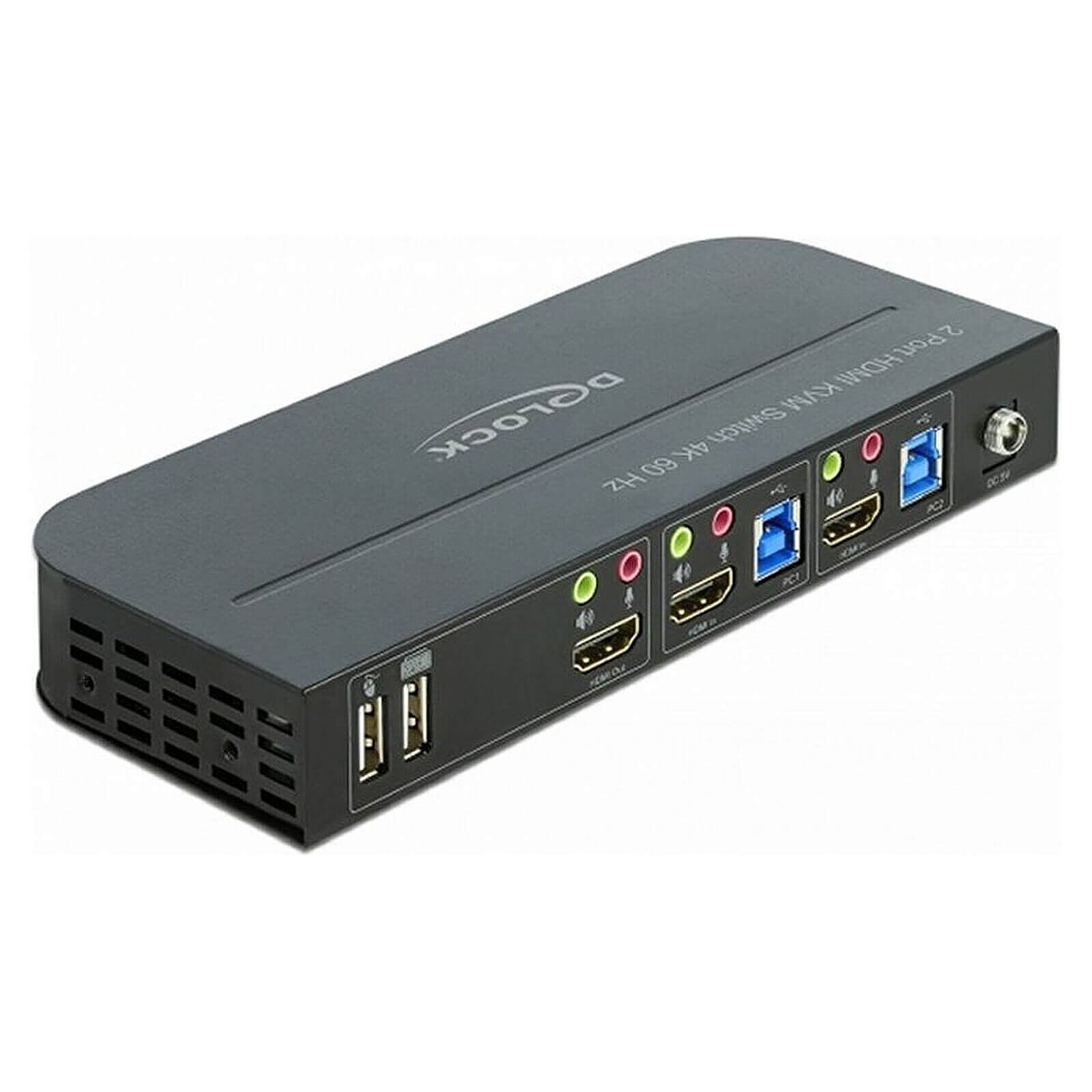 KVM DeLock Switch KVM 2 ports HDMI 4K 60 Hz avec hub USB 3.0 et audio intégré - Autre vue