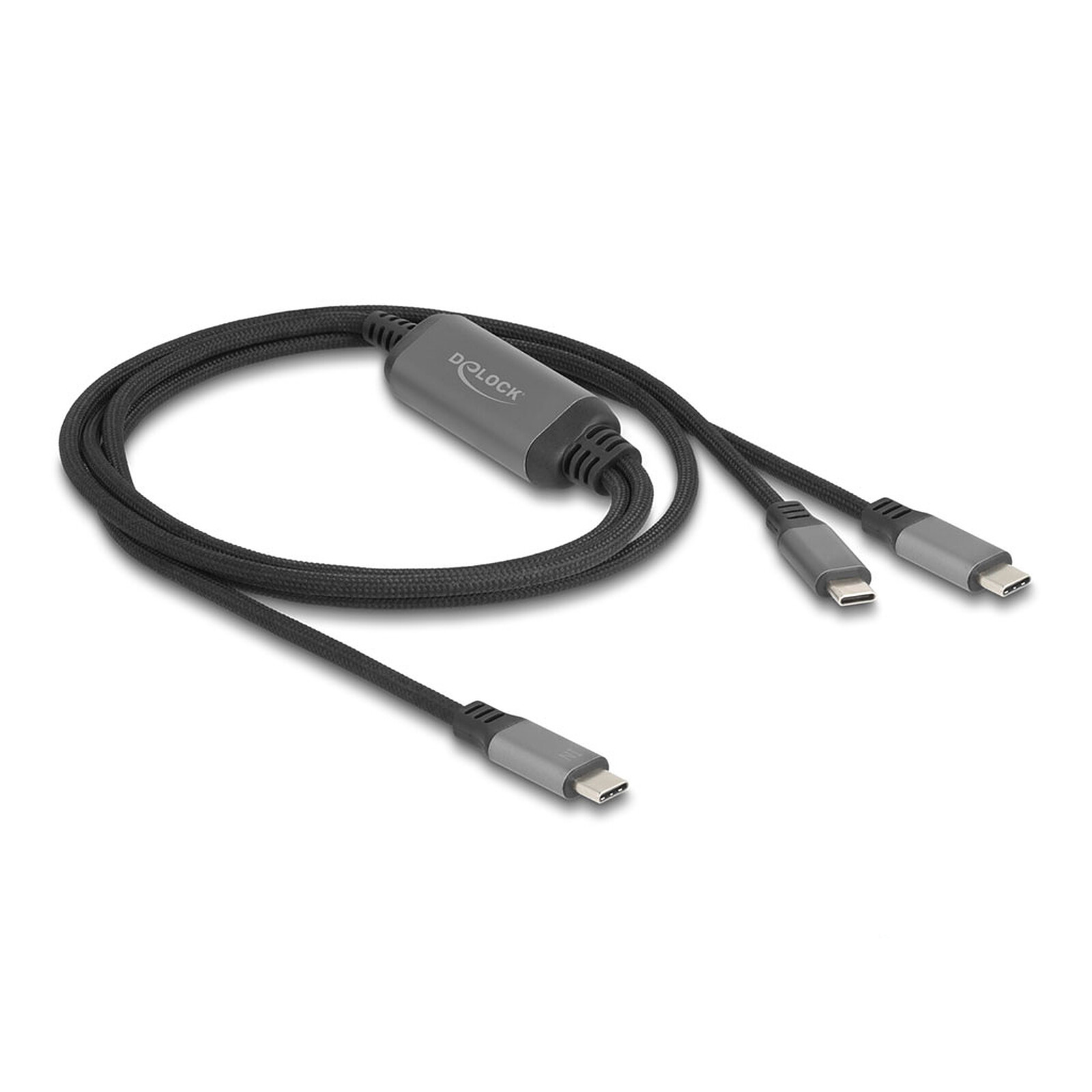 Câble USB DeLock Câble de recharge 1 USB-C vers 2 USB-C avec Power Delivery 3.0 100W 5A Noir -  1.2 m - Autre vue