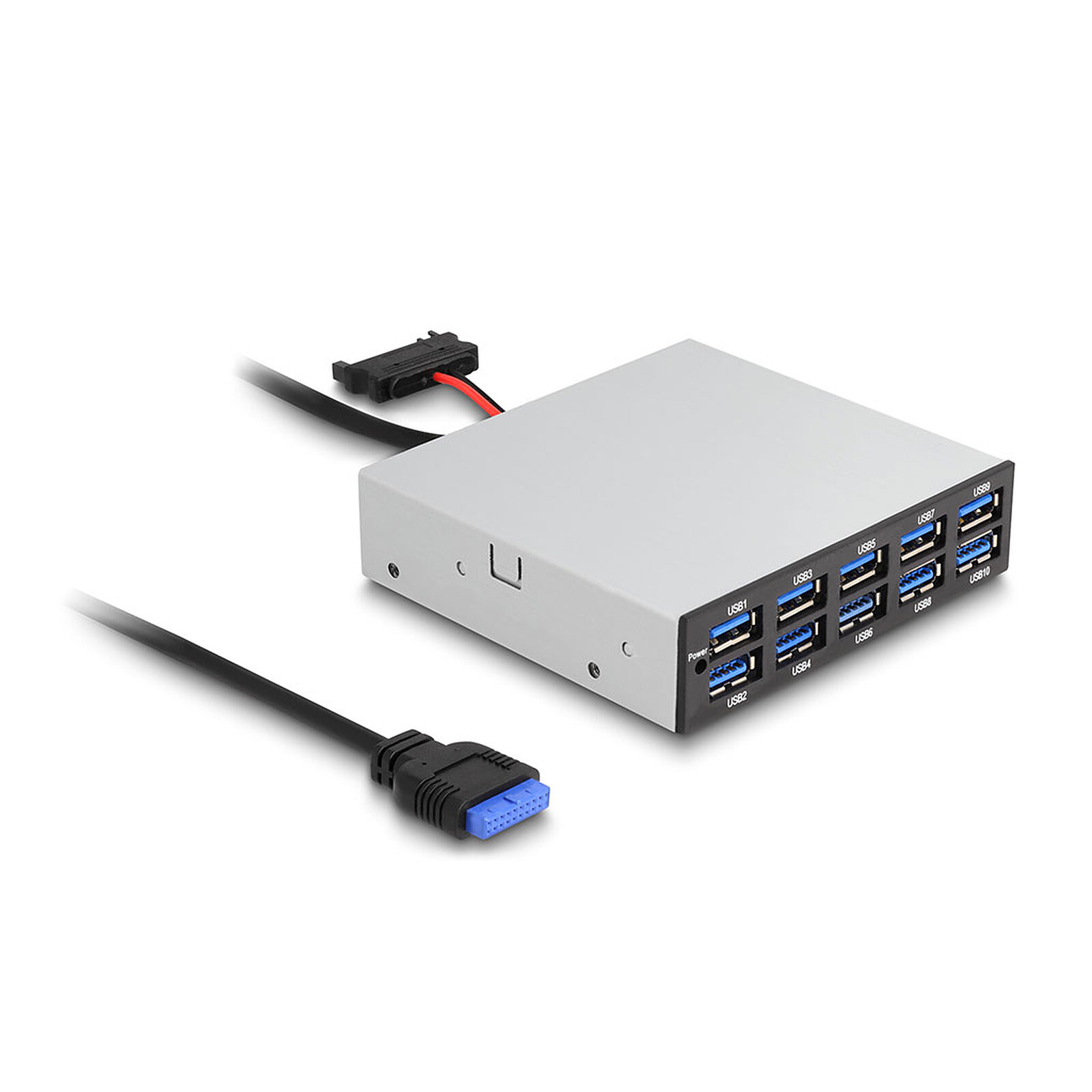 Hub USB DeLock Hub USB 3.0 (10 ports USB-A) en façade dans baie 3.5'' - Autre vue