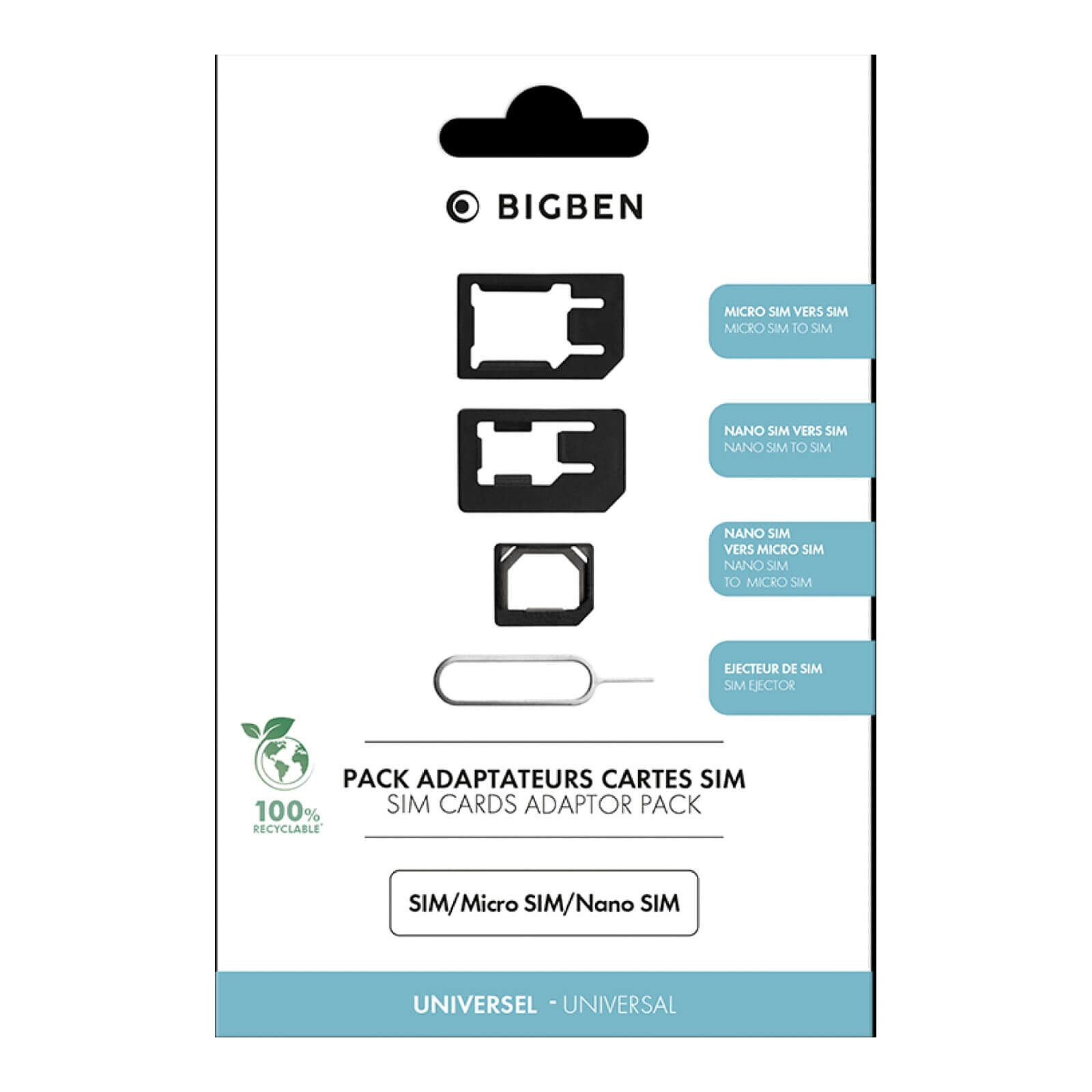 Autres accessoires BigBen Connected Pack 3 adaptateurs carte micro et nano SIM  - Autre vue