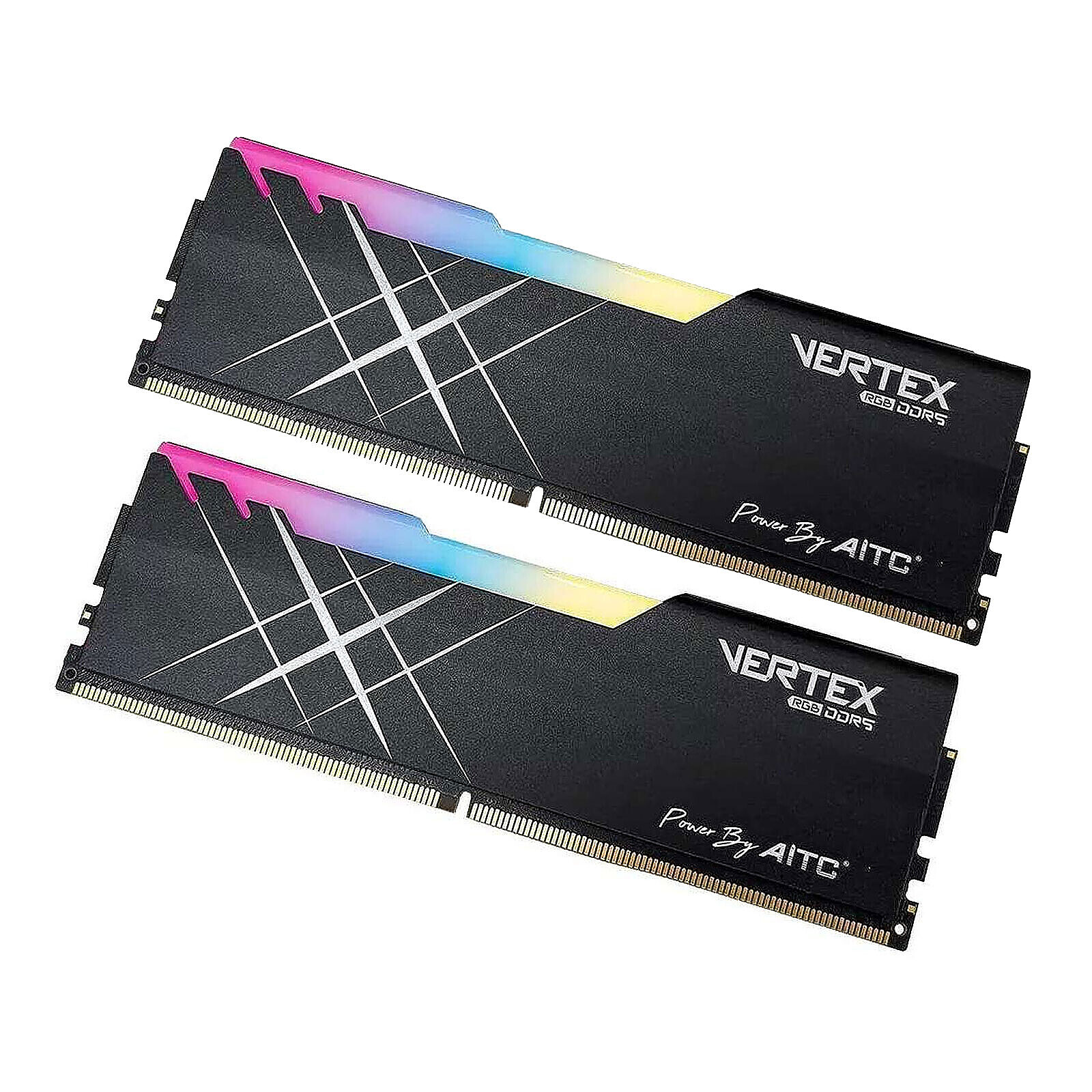 Mémoire RAM Kingsman Gaming Vertex RGB - 2 x 16 Go (32 Go) - DDR5 - 6000 MHz - CL38 Noir (Bulk) - Autre vue