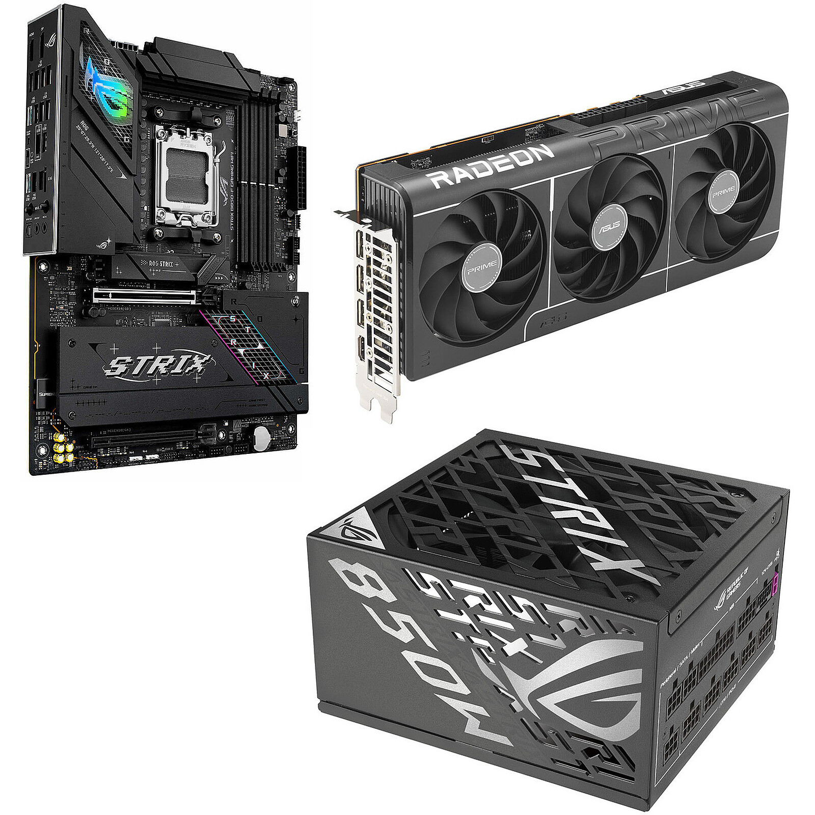 Kit upgrade PC Asus PRIME-RX9070XT-O16G + ROG STRIX B850-F GAMING WIFI + ROG-STRIX-850P-GAMING - Autre vue