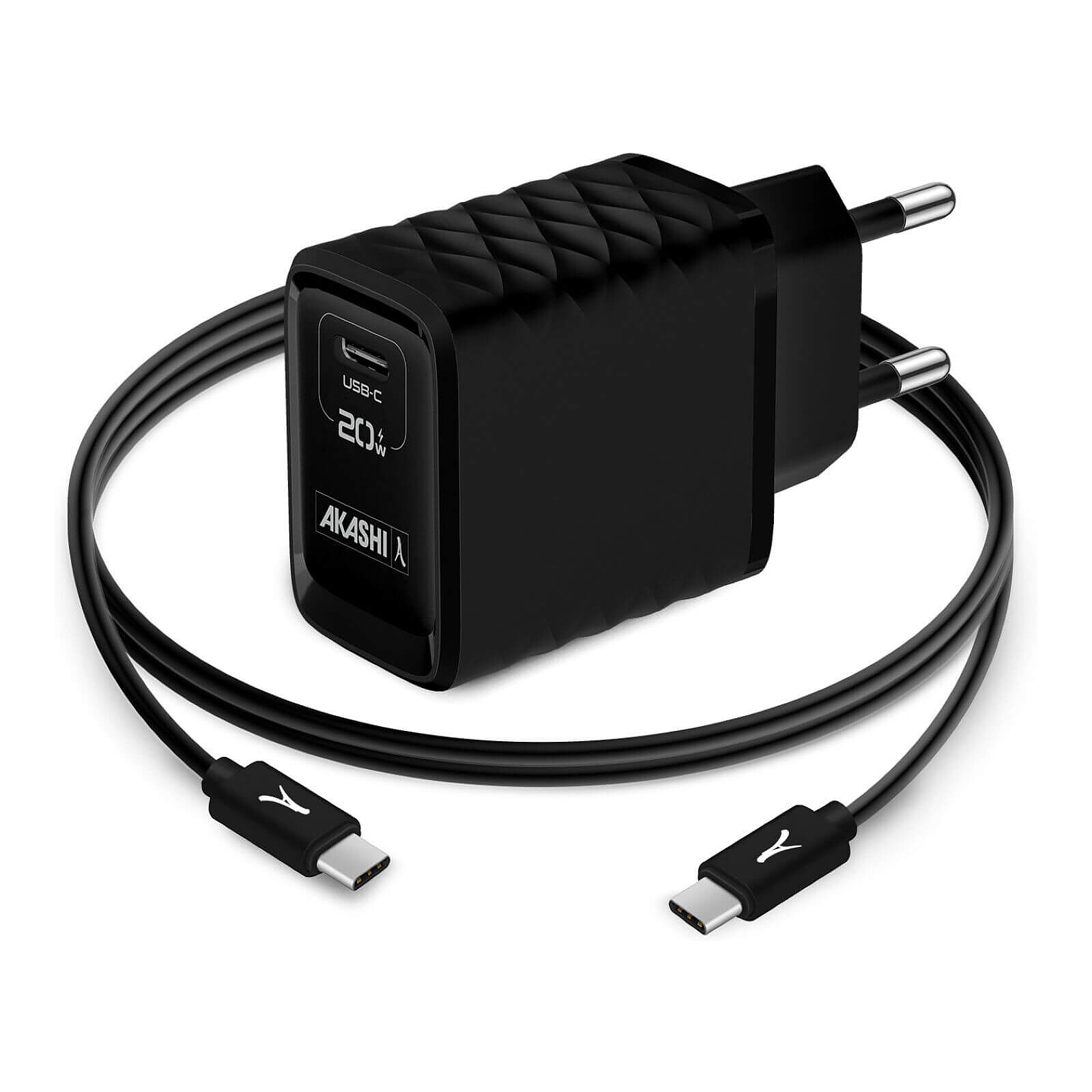 Chargeur Akashi Chargeur Secteur 20W USB-A Quick Charge 3.0 + Câble USB-C - Autre vue