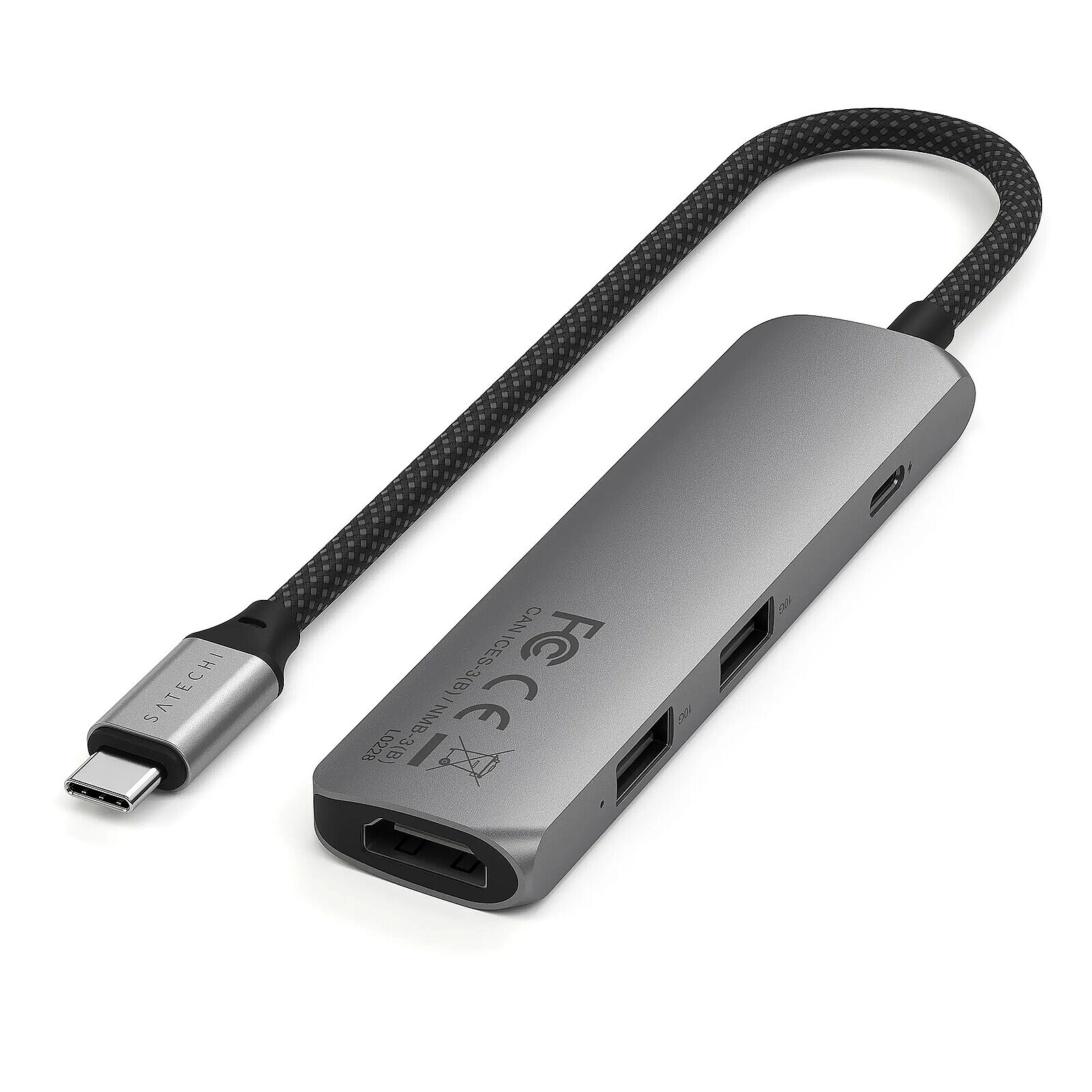 Hub USB SATECHI Multiports USB-C Slim 4-en-1 4K - Gris - Autre vue