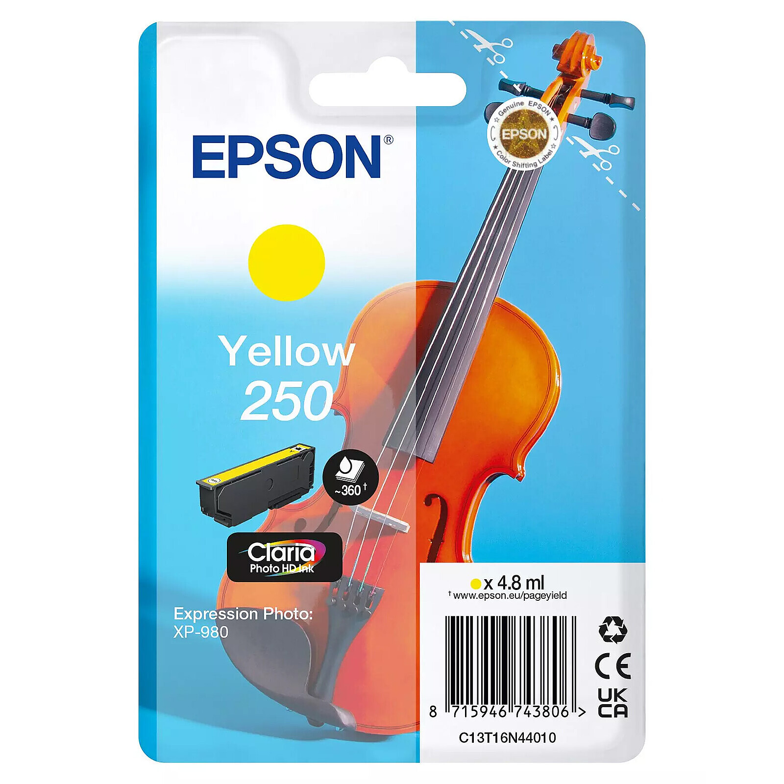 Cartouche d'encre Epson Singlepack Violon 250 Jaune - Autre vue