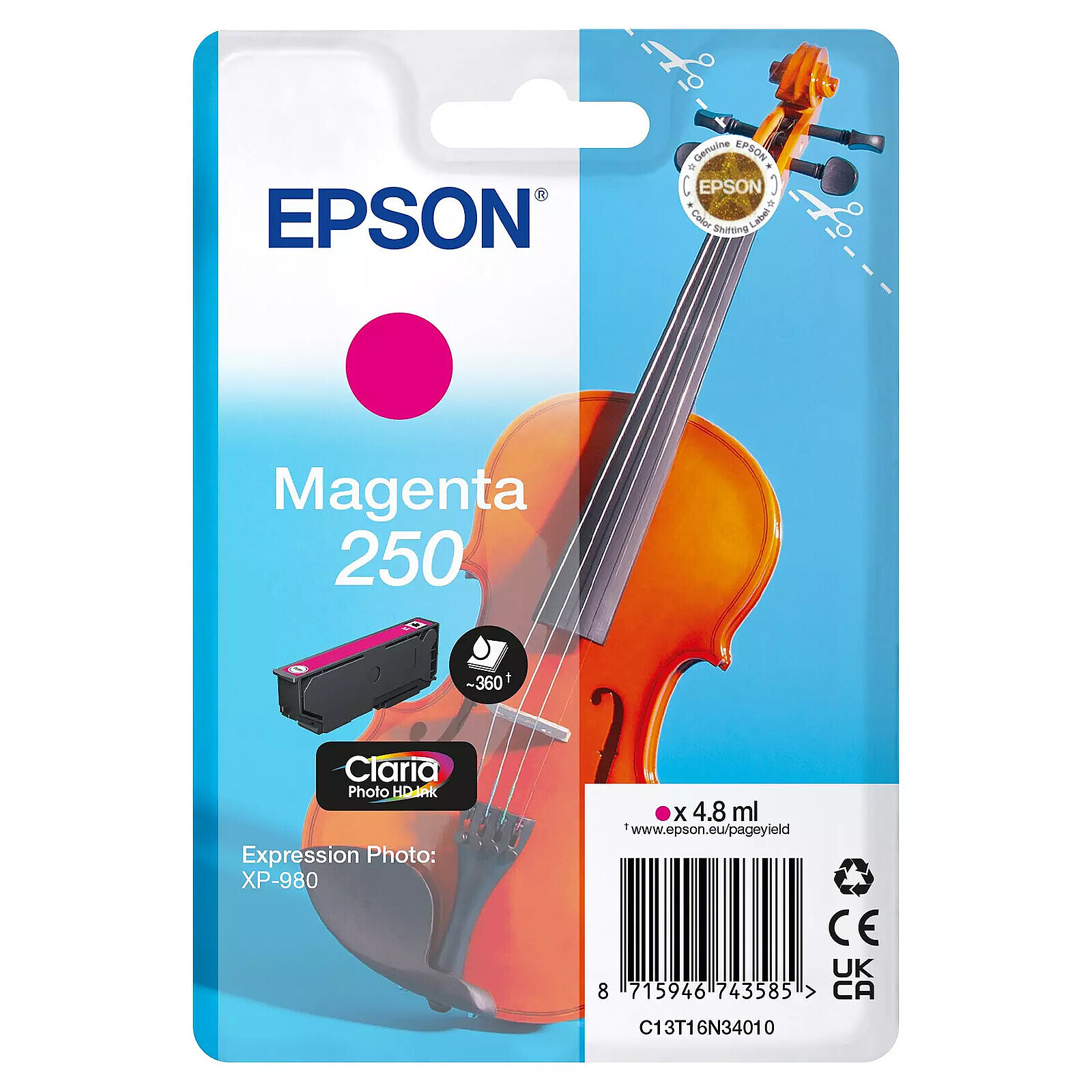 Cartouche d'encre Epson Singlepack Violon 250 Magenta - Autre vue