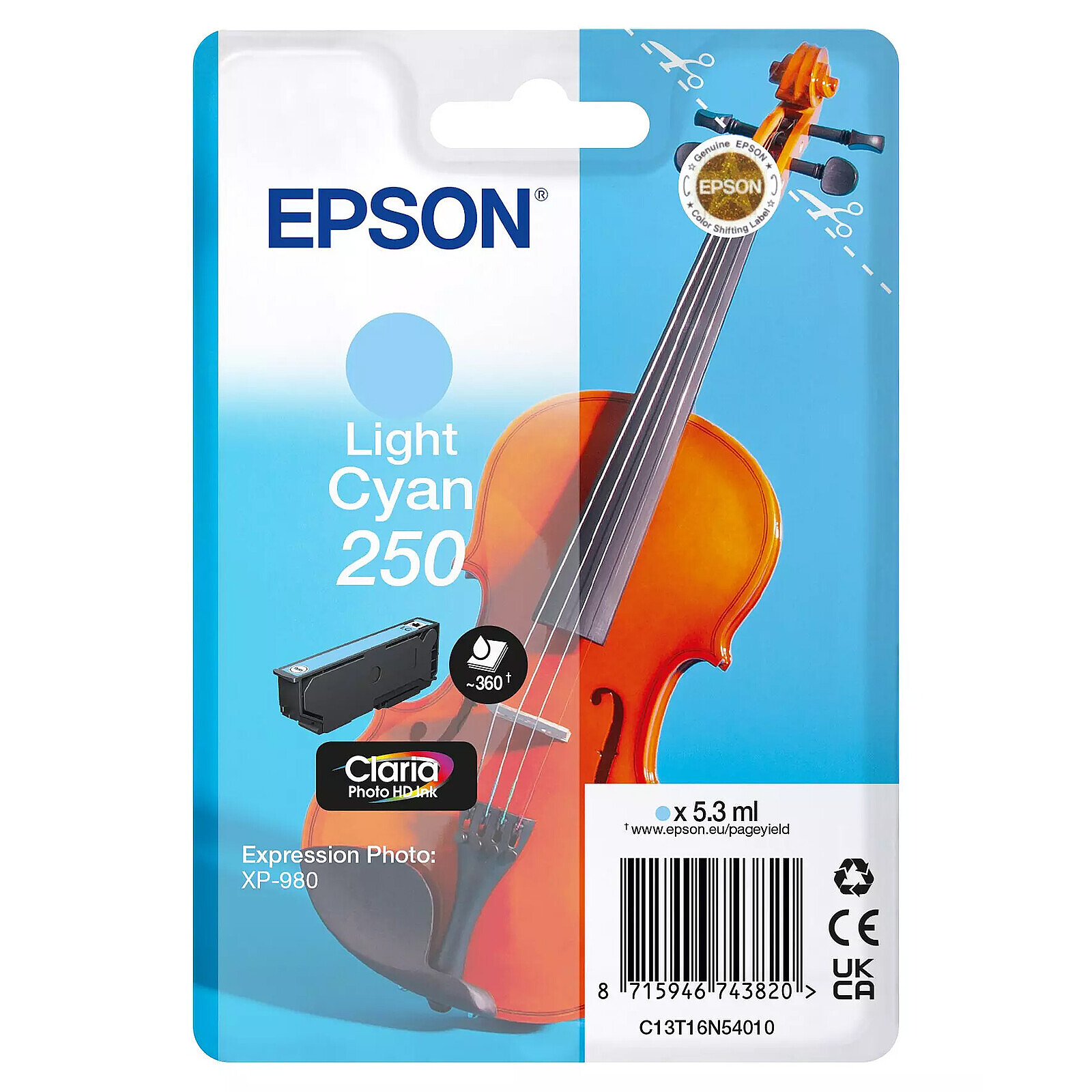 Cartouche d'encre Epson Singlepack Violon 250 Cyan clair - Autre vue