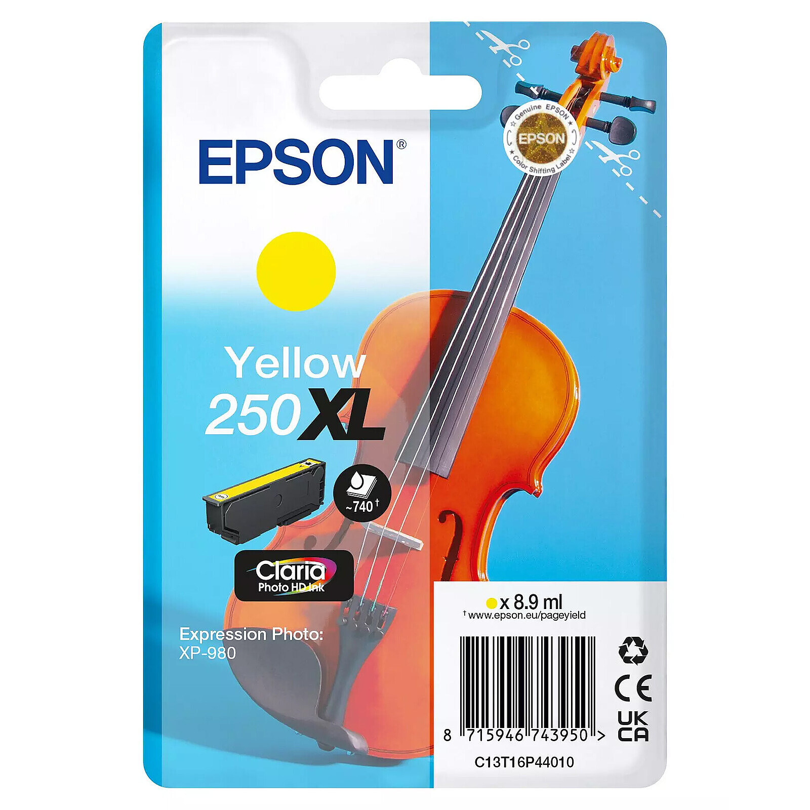 Cartouche d'encre Epson Singlepack Violon 250XL Jaune - Autre vue