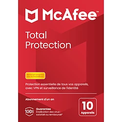 McAfee Total Protection - Licence 1 an - 10 postes - A télécharger