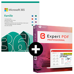 Microsoft 365 Famille 6 utilisateurs 1 an + Expert PDF 15 Pro 1 PC à vie - A télécharger