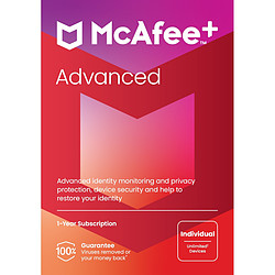 McAfee+ Advanced Individuel - Licence 1 an - Postes illimités - A télécharger