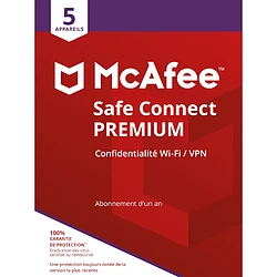 McAfee VPN Safe Connect Premium - Licence 1 an - 5 postes - A télécharger