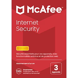 McAfee Internet Security - Licence 1 an - 3 postes - A télécharger