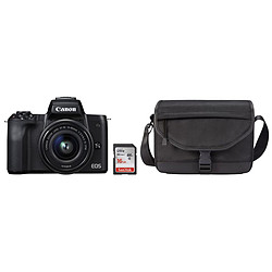 Canon EOS M50 Noir + EF-M 15-45 mm IS STM Noir + Carte SD Sandisk 16 GO + Sacoche SB130