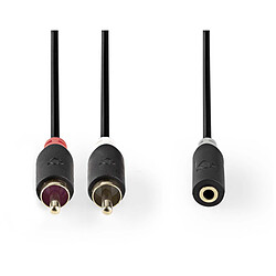 NEDIS Câble Audio Stéréo 2 x RCA Mâles vers 3.5 mm Femelle - 20cm
