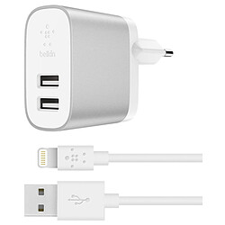 Belkin Chargeur secteur Boost Charge (gris) + câble Lightning (blanc) - USB-A - 24 W