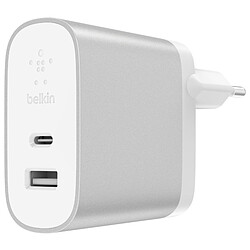 Belkin Chargeur secteur 2 ports Boost Charge (gris) - USB-C / USB-A - 27W + 12W