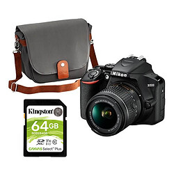 Nikon D3500 + AF-P DX 18-55 VR + Fourre-tout + Kingston 64Go
