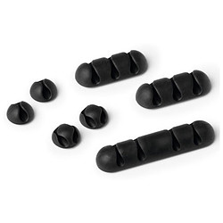 Guides-câbles en plastique adhésif (noir) - 7 pièces