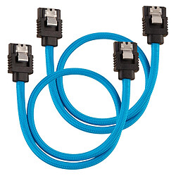 Câbles SATA gainés (bleu) - 30 cm (lot de 2)