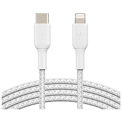 Câble à gaine tressée USB-C vers Lightning MFI (blanc) - 1 m