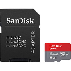 SanDisk Ultra microSD UHS-I U1 64 Go + Adaptateur SD (SDSQUA4-064G-GN6IA)