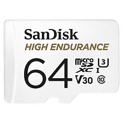 SanDisk High Endurance microSDXC UHS-I U3 V30 64 Go + Adaptateur SD