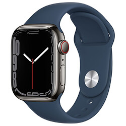Apple Watch Series 7 Acier inoxydable (Graphite - Bracelet Sport Bleu) - Cellular - 41 mm