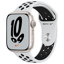 Apple Watch Nike Series 7 Aluminium (Lumière stellaire- Bracelet Sport Platine Pur / Noir) - GPS - 45 mm