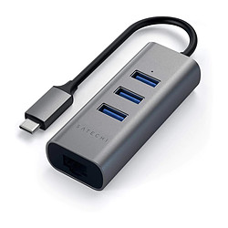 SATECHI Hub USB-C 2-en-1 avec 3 Ports USB 3.0 + Ethernet - Gris