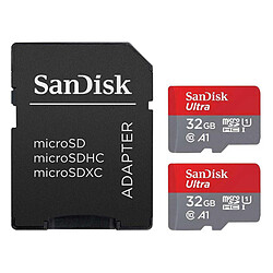 SanDisk Ultra microSDHC 32 Go (x2) + Adaptateur SD (SDSQUA4-032G-GN6MT)
