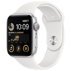 Apple Watch SE GPS (2022) (Silver Aluminium - Bracelet Sport White)  - 44 mm