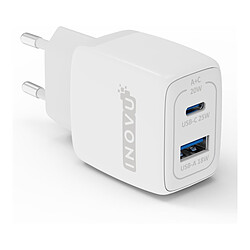 INOVU Chargeur Secteur 25W  2 en 1 (USB-A + 1 x USB-C) Power Delivery