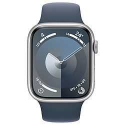 Apple Watch Series 9 GPS + Cellular - Aluminium Argent - Bracelet Sport Band Bleu - 45 mm - Taille M/L