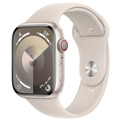 Apple Watch Series 9 GPS + Cellular - Aluminium Lumière Stellaire - Bracelet Sport Band  - 45 mm - Taille S/M